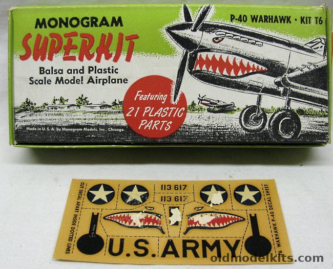 Monogram 1/54 Curtiss P-40 Warhawk 'Superkit' - Balsa/Plastic Model Airplane Kit, T6 plastic model kit